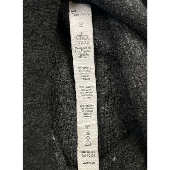 Alo Yoga Rift Long Sleeve Pullover Top in Charcoal Heather Small Casual Cozy - Picture 11 of 11